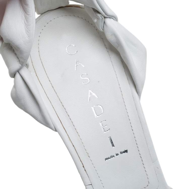 Pre Owned Casadei White Leather Ankle Tie  Open Toe Slingback Sandals Size 39