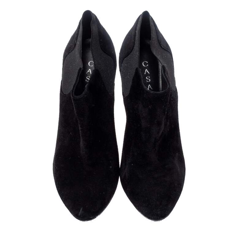 Pre Owned Casadei Black Suede Ankle Boots Size 37