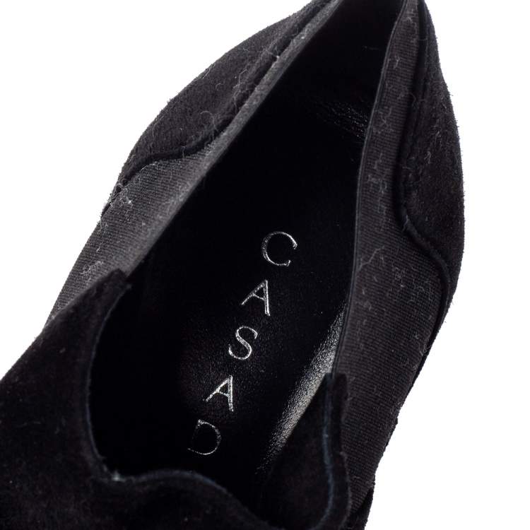 Pre Owned Casadei Black Suede Ankle Boots Size 37