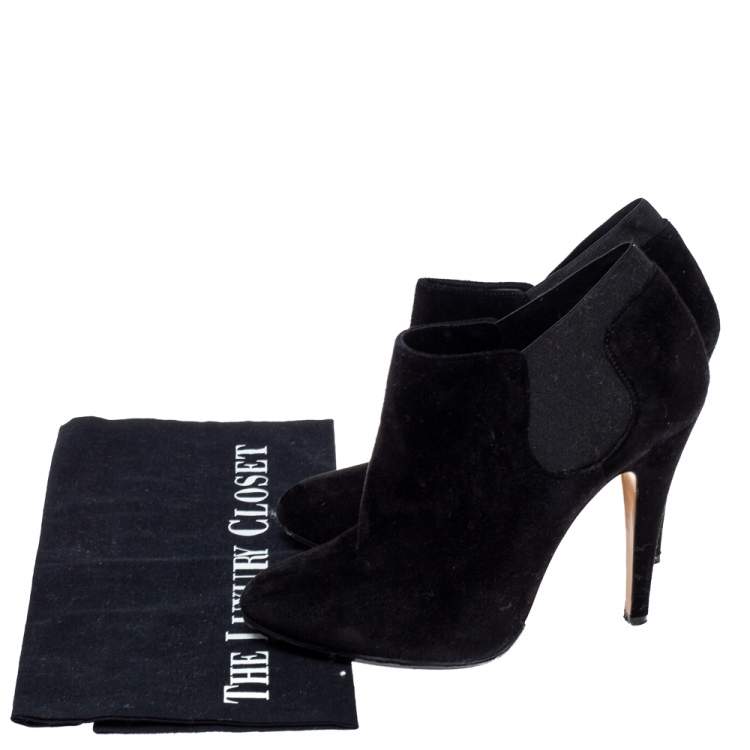 Pre Owned Casadei Black Suede Ankle Boots Size 37