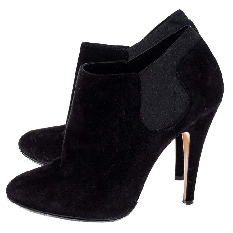 Pre Owned Casadei Black Suede Ankle Boots Size 37