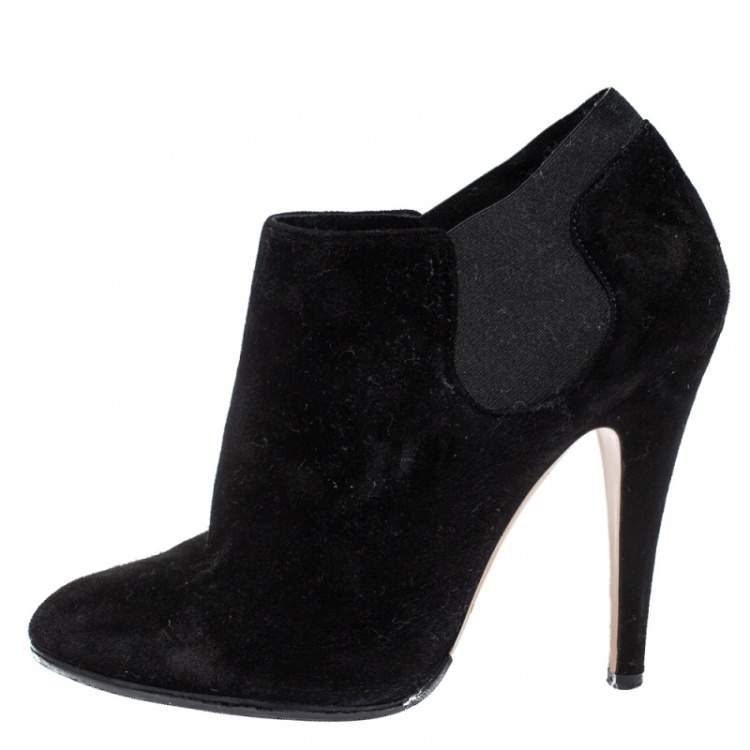 Pre Owned Casadei Black Suede Ankle Boots Size 37