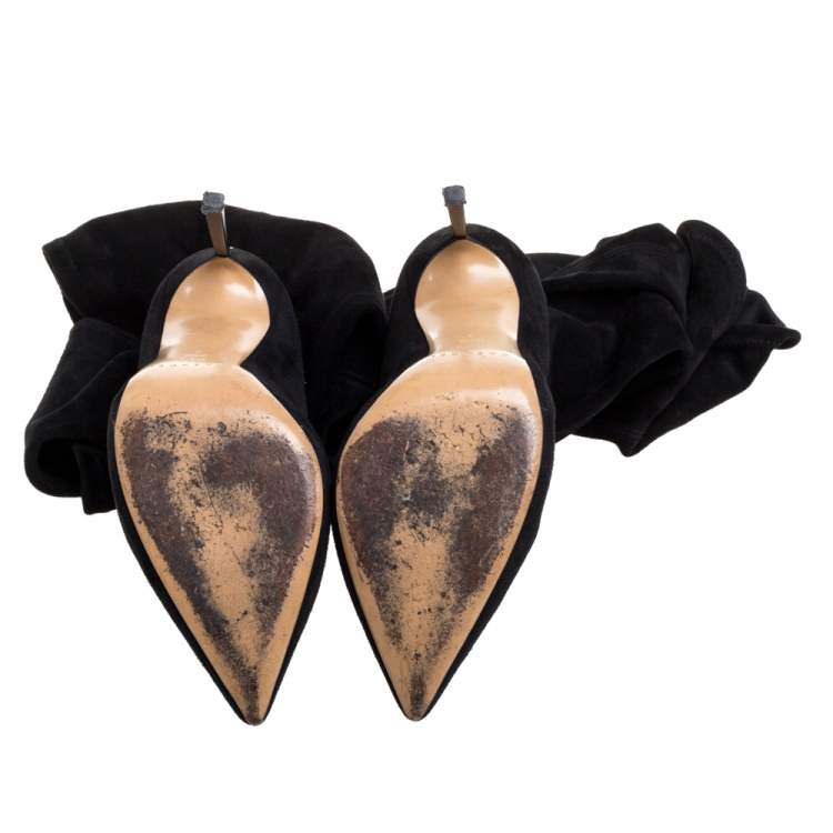 مملوكة مسبقًا Casadei Black Suede Over The Knee Boots Size 38