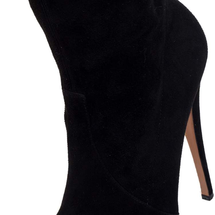 Pre Owned Casadei Black Suede Over Knee Boots Size 41