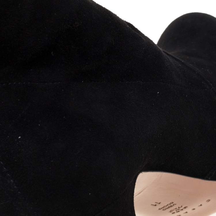 Pre Owned Casadei Black Suede Over Knee Boots Size 41