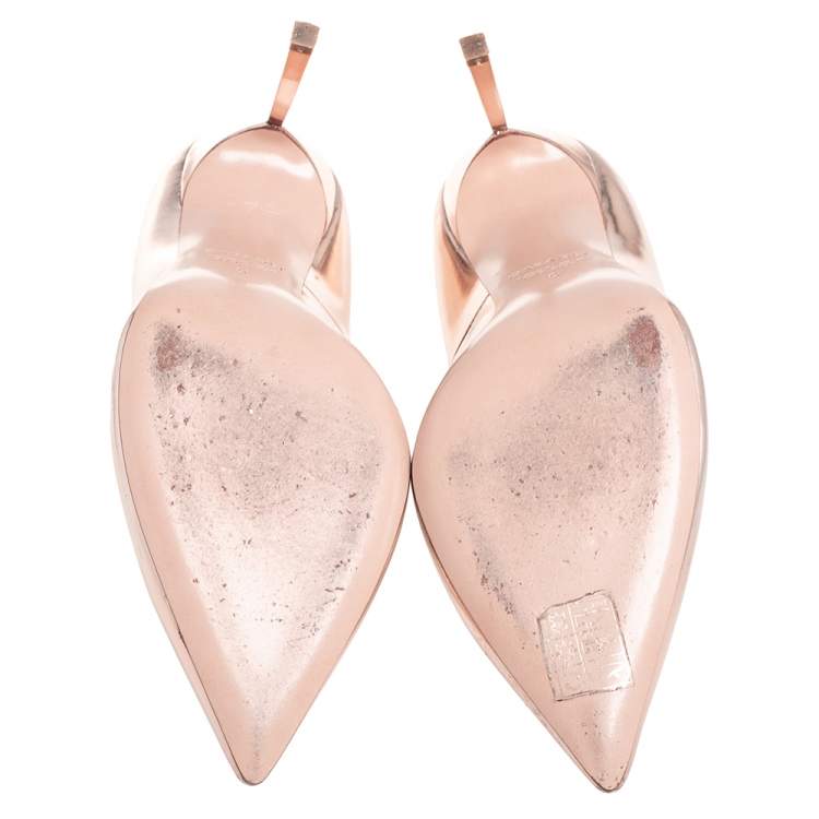 Pre Owned Casadei Rose Gold Leather Blade Pointed Toe Pumps  Size 36