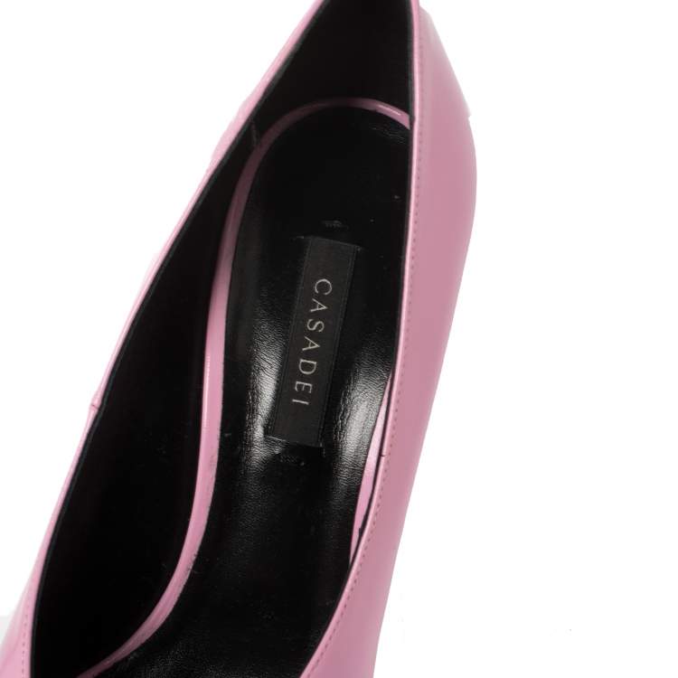 Pre Owned Casadei Pink Patent Leather Pointed Toe Pumps Size 38