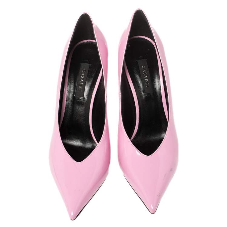 Pre Owned Casadei Pink Patent Leather Pointed Toe Pumps Size 38