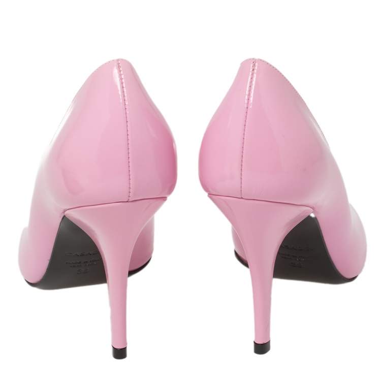 Pre Owned Casadei Pink Patent Leather Pointed Toe Pumps Size 38