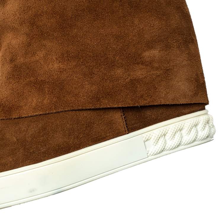 Pre Owned Casadei Brown Suede Wedge Ankle Boots  Size 37.5