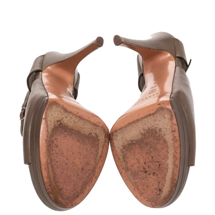 Pre Owned Casadei Brown Leather Cutout Open Toe Slingback Sandals Size 39