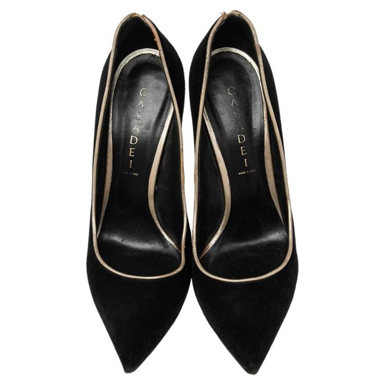 Pre Owned Casadei Black Suede Pointed Toe Pumps Size 40