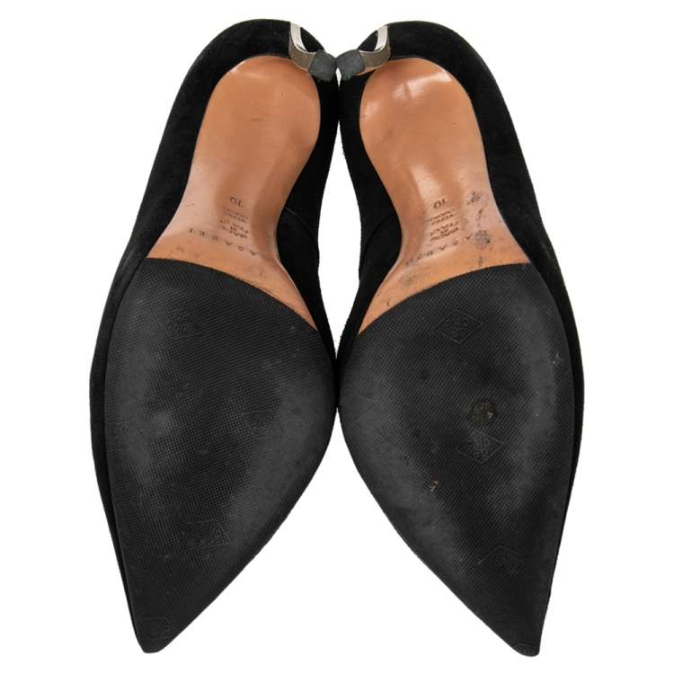 Pre Owned Casadei Black Suede Pointed Toe Pumps Size 40