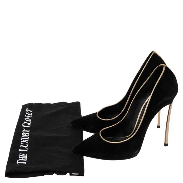 Pre Owned Casadei Black Suede Pointed Toe Pumps Size 40