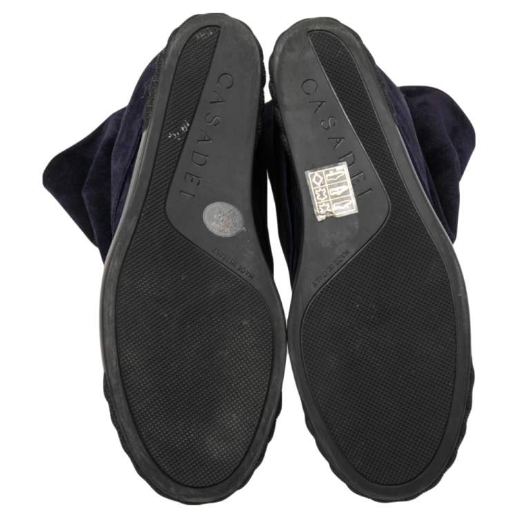 Pre Owned Casadei Navy Blue Suede Renna Gotham Wedge Ankle Boots Size 37