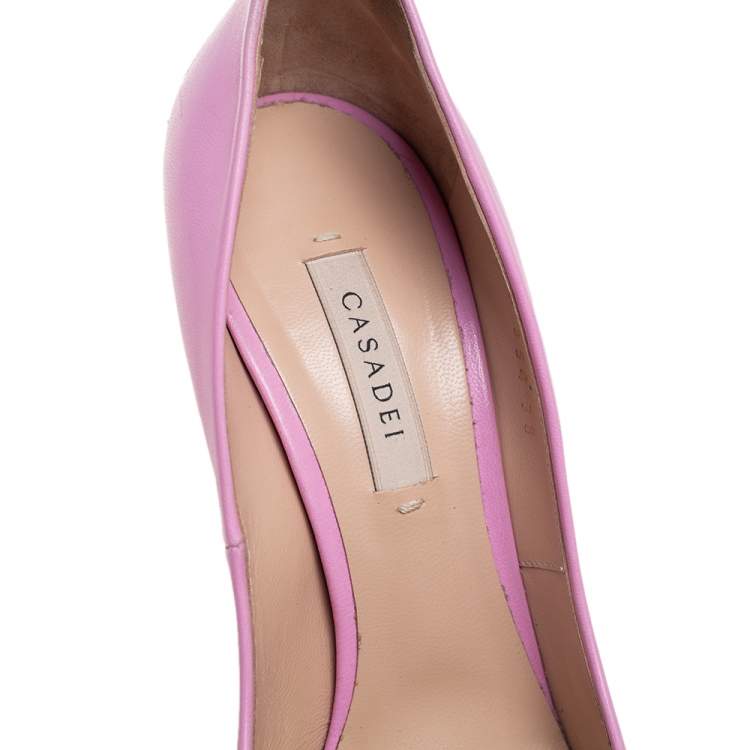 Pre Owned Casadei  Pink Leather Blade Heel Pumps Size 38