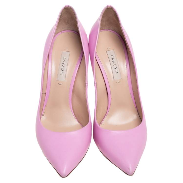 Pre Owned Casadei  Pink Leather Blade Heel Pumps Size 38