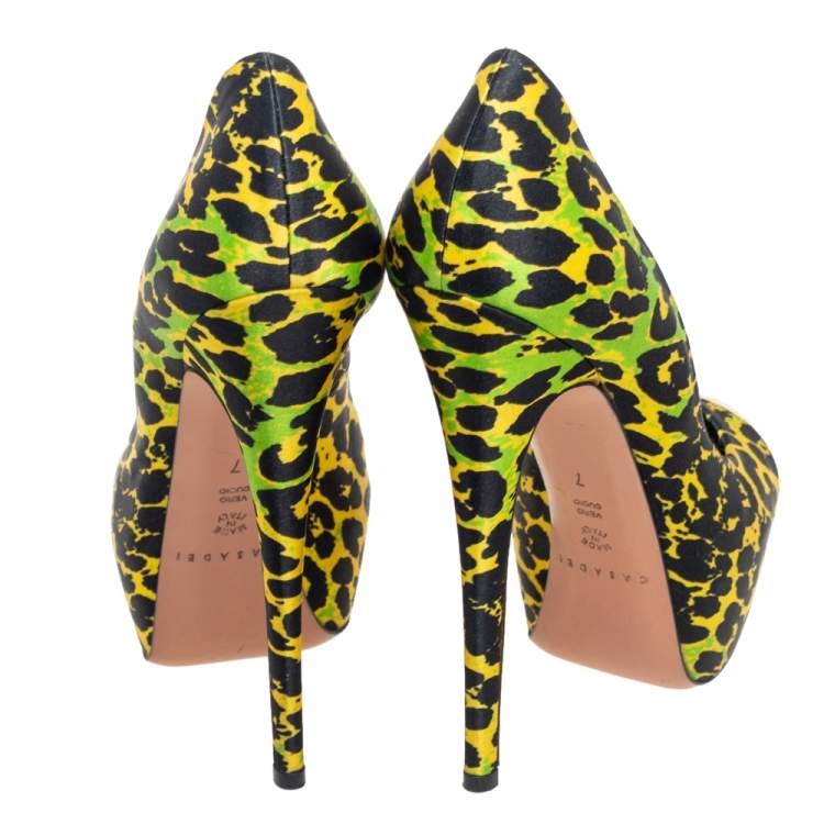 Pre Owned Casadei Multicolor Satin And Patent Leather Cap Toe Platform Pumps Size 37.5