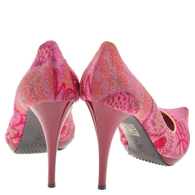 Pre Owned Casadei Multicolor Fabric And Leather Pointed Toe Pumps Size 36