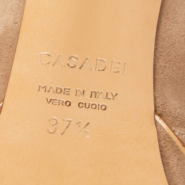 Pre Owned Casadei Beige Suede Platform Ankle Booties Size 37.5