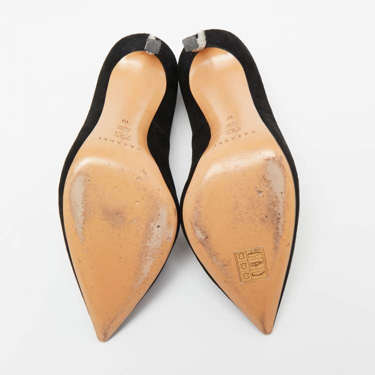 Pre Owned Casadei Black Suede Blade Pearl Pumps Size 40
