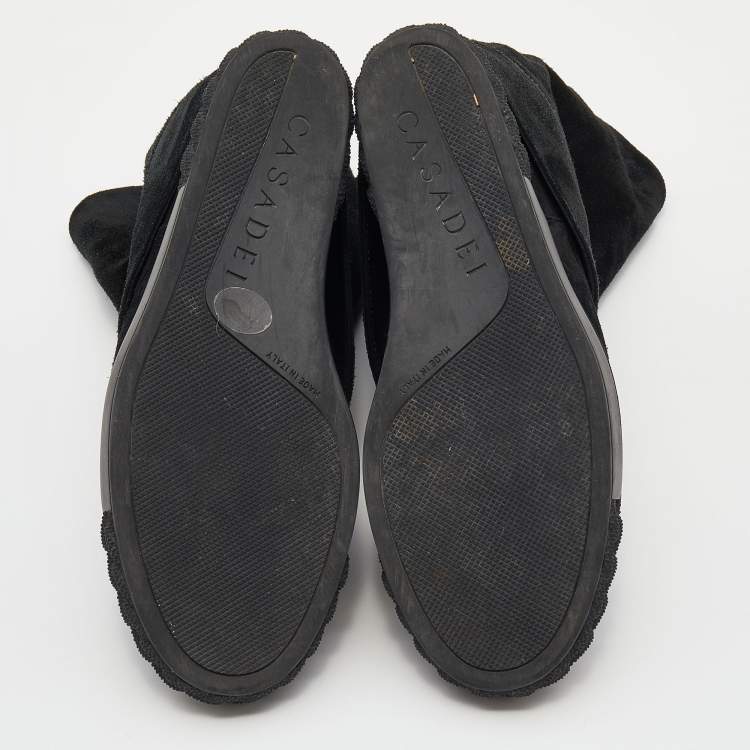 Pre Owned Casadei Black Suede Renna Gotham Wedge Ankle Boots Size 37.5