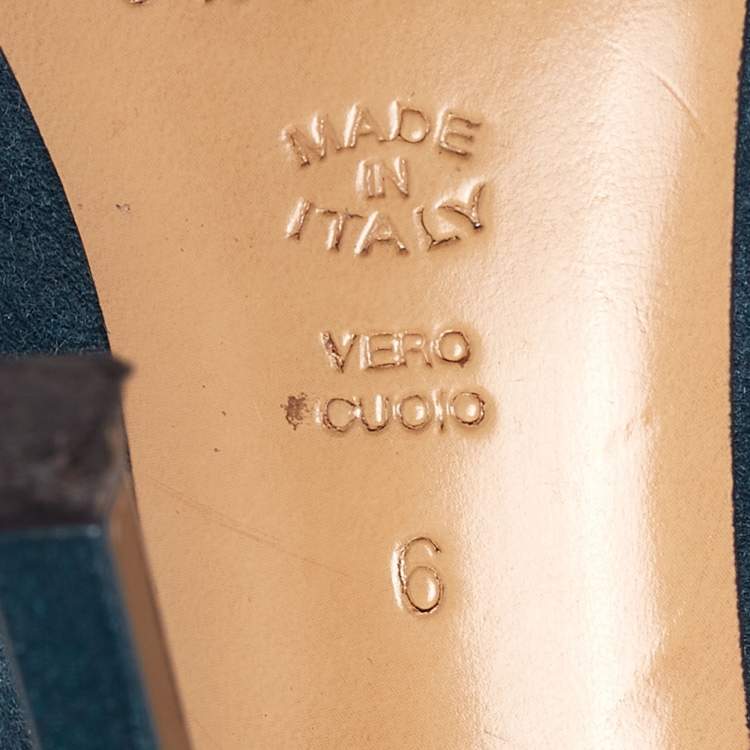 Pre Owned Casadei Teal Suede Blade Pumps Size 36