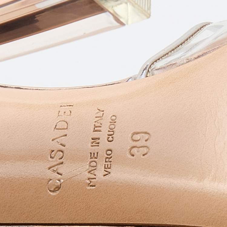 مملوكة مسبقًا Casadei Metallic PVC and Leather Sandals Size 39