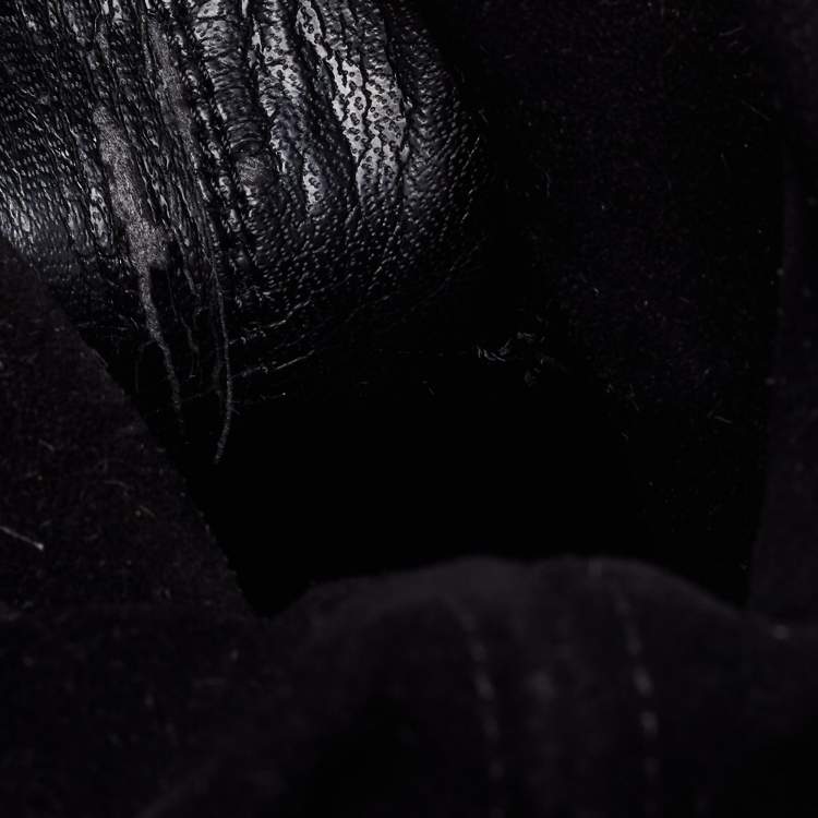 مملوكة مسبقًا Casadei Black Suede Embellished Metal Cap Toe Fold-Over Wedge Boots Size 40