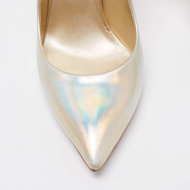 Pre Owned Casadei Metallic Holographic Patent Leather Blade Pointed Toe Pumps Size 40