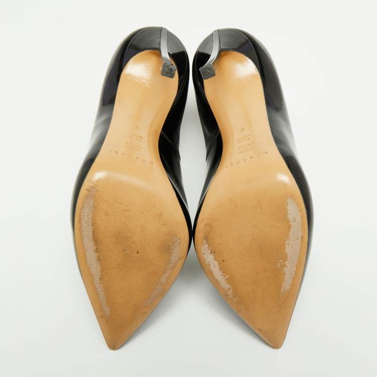 Pre Owned Casadei Black Patent Leather Pointed Toe Pumps Size 39