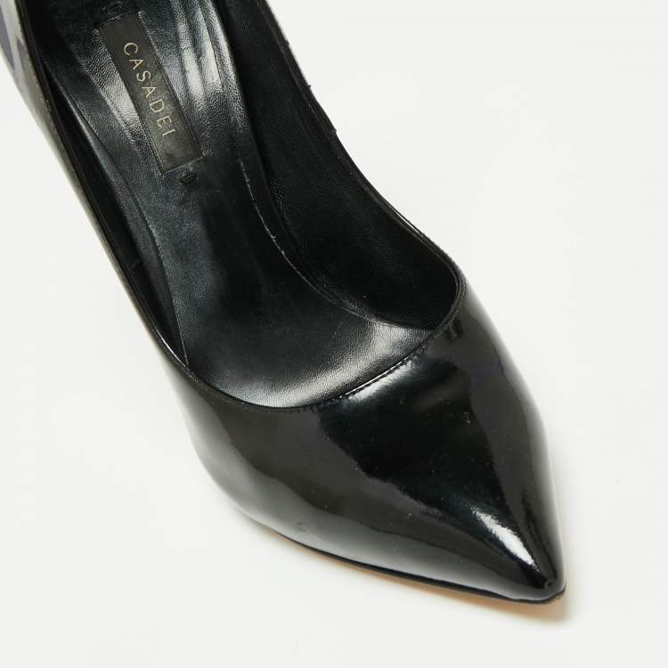 Pre Owned Casadei Black Patent Leather Pointed Toe Pumps Size 39