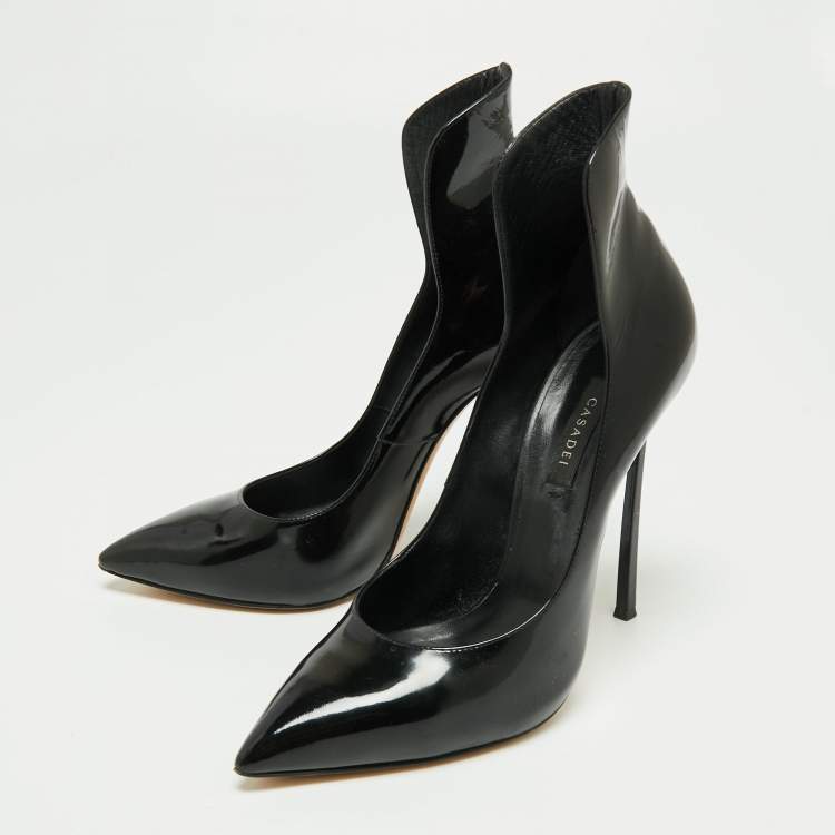 Pre Owned Casadei Black Patent Leather Pointed Toe Pumps Size 39