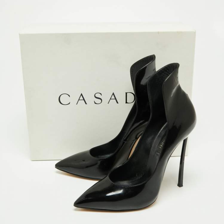 Pre Owned Casadei Black Patent Leather Pointed Toe Pumps Size 39
