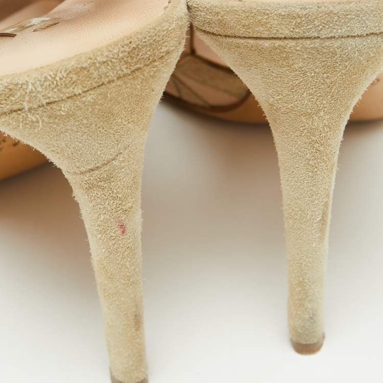 Pre Owned Casadei Tri-Color Suede and Leather Laser Cut Ankle-Tie Open Toe Sandals Size 37.5