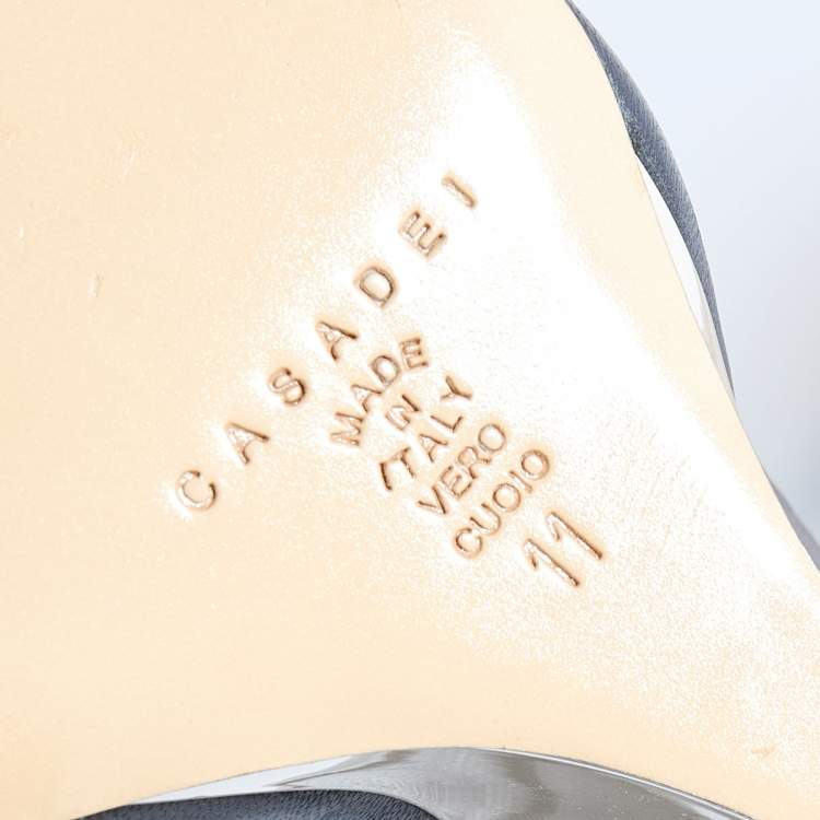 مملوكة مسبقًا Casadei Black/Beige Leather And Patent Leather Cap Toe Wedge Pumps Size 41