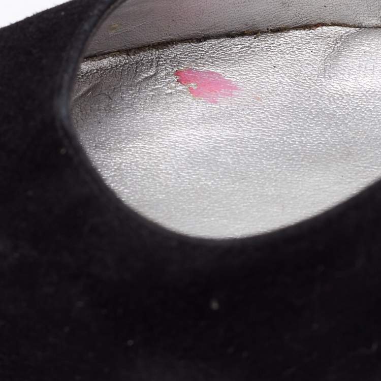 Pre Owned Casadei Black Suede Platform Wedge Pumps Size 36.5
