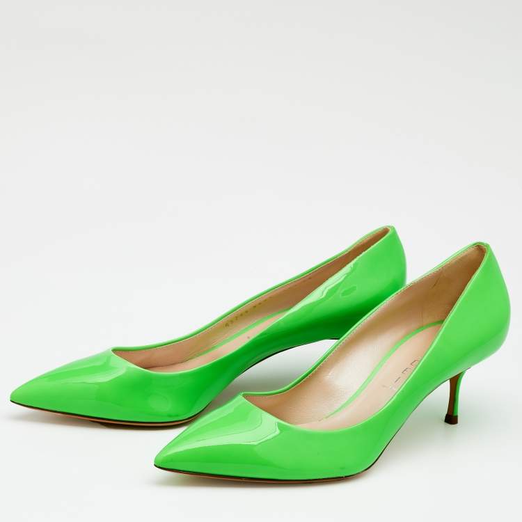 Swiss busy Blind faith Casadei Neon Green Patent Leather Pumps Size 39 Casadei | TLC