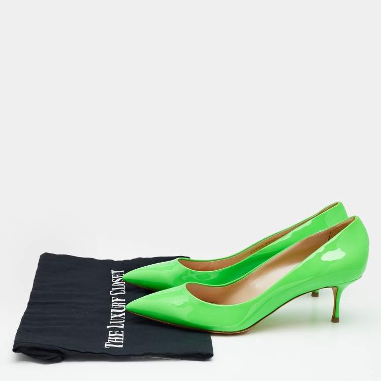 Pre Owned Casadei Neon Green Patent Leather Pumps Size 39