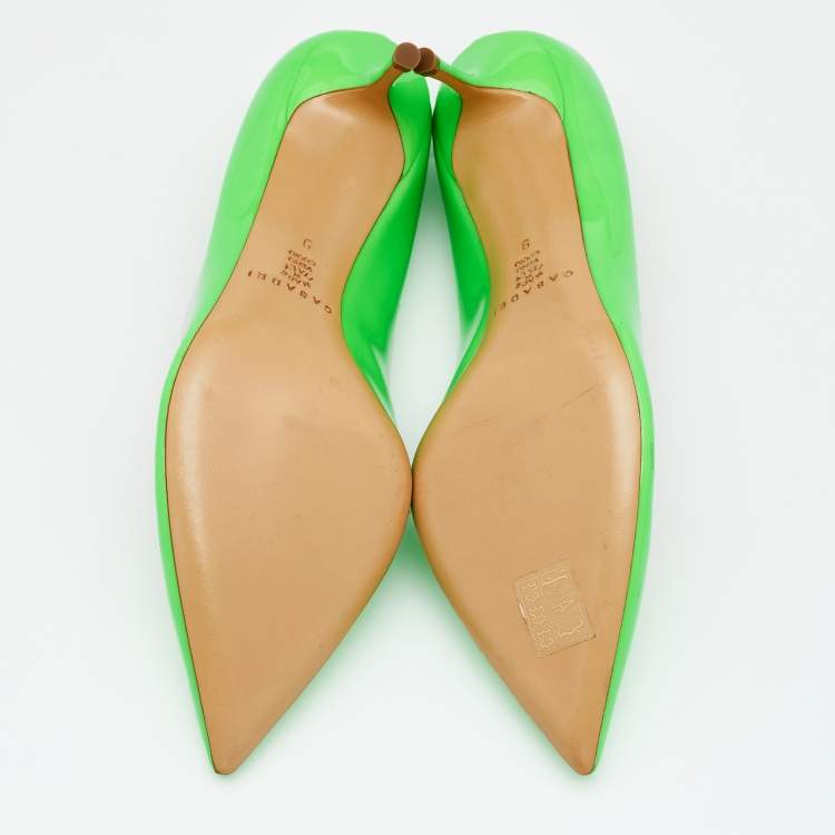 Pre Owned Casadei Neon Green Patent Leather Pumps Size 39