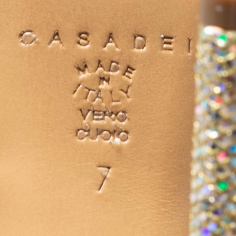 مملوكة مسبقًا Casadei Multicolor Glitter Peep Toe Platform Pumps Size 37