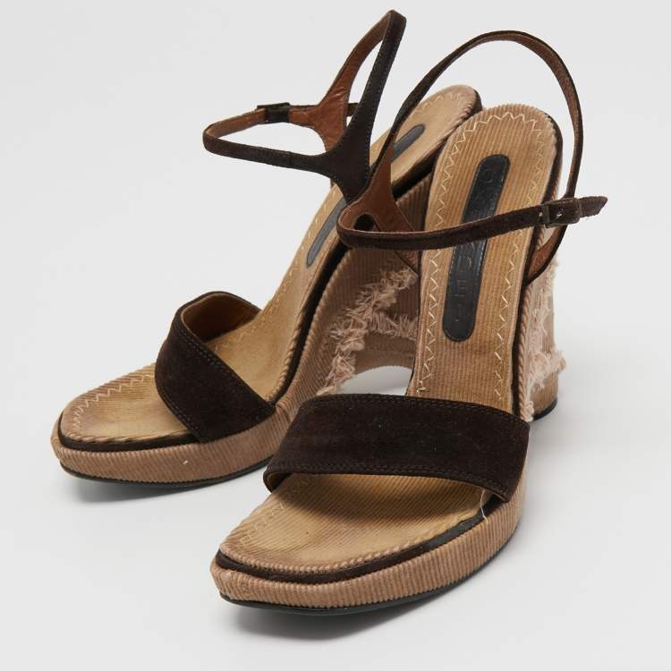 Pre Owned Casadei Brown Suede Espadrille Sandals Size 36