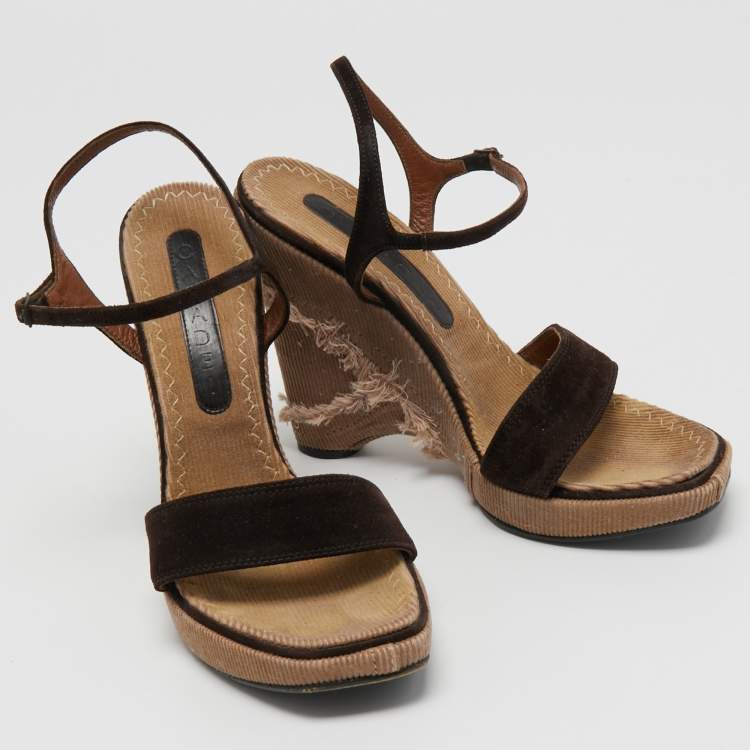 Pre Owned Casadei Brown Suede Espadrille Sandals Size 36