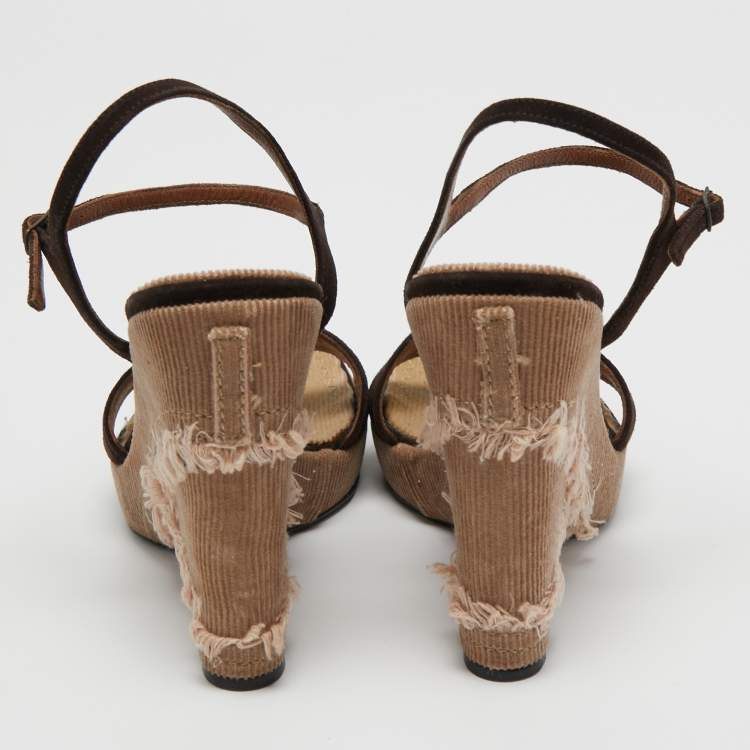 Pre Owned Casadei Brown Suede Espadrille Sandals Size 36