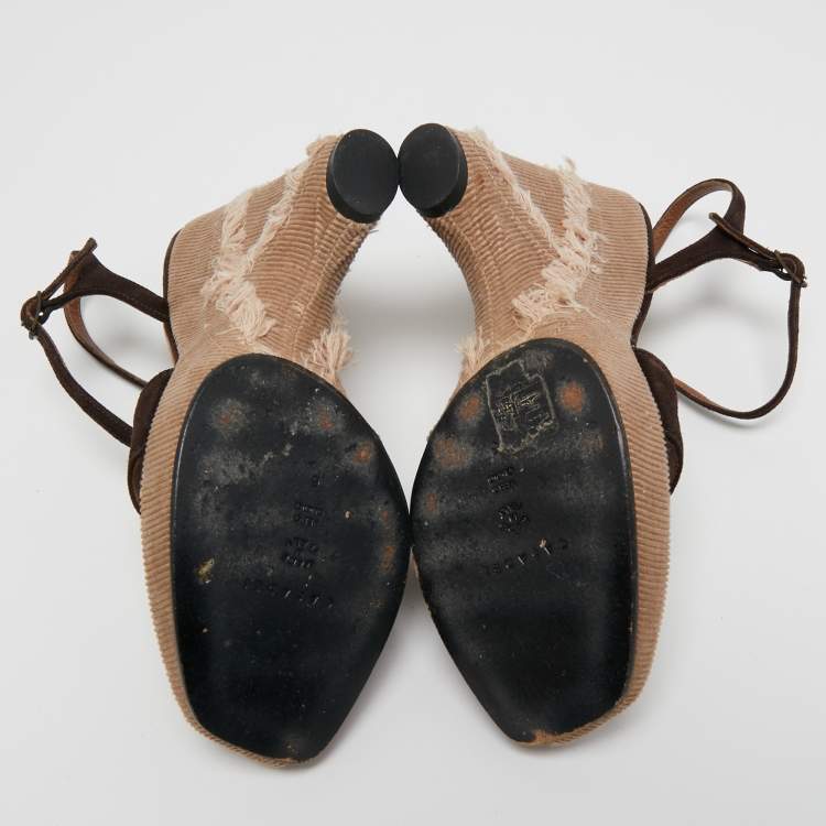 Pre Owned Casadei Brown Suede Espadrille Sandals Size 36