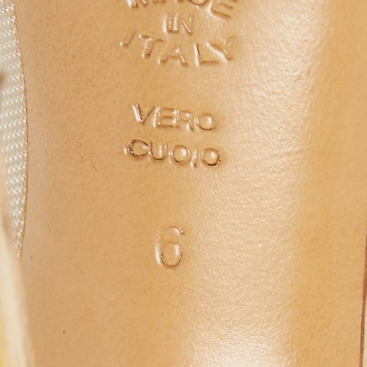 Pre Owned Casadei Beige Leather and Mesh D'orsay Pumps Size 36