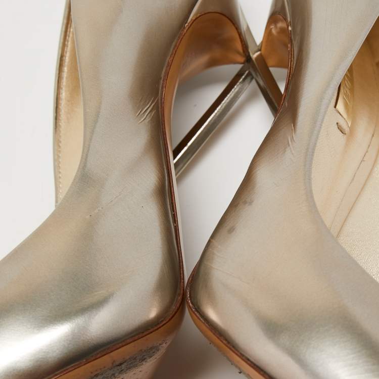 Pre Owned Casadei Metallic Leather Blade Pointed Toe Pumps Size 41