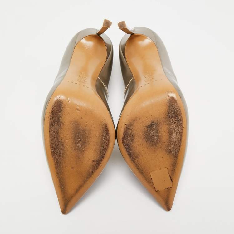Pre Owned Casadei Metallic Leather Blade Pointed Toe Pumps Size 41