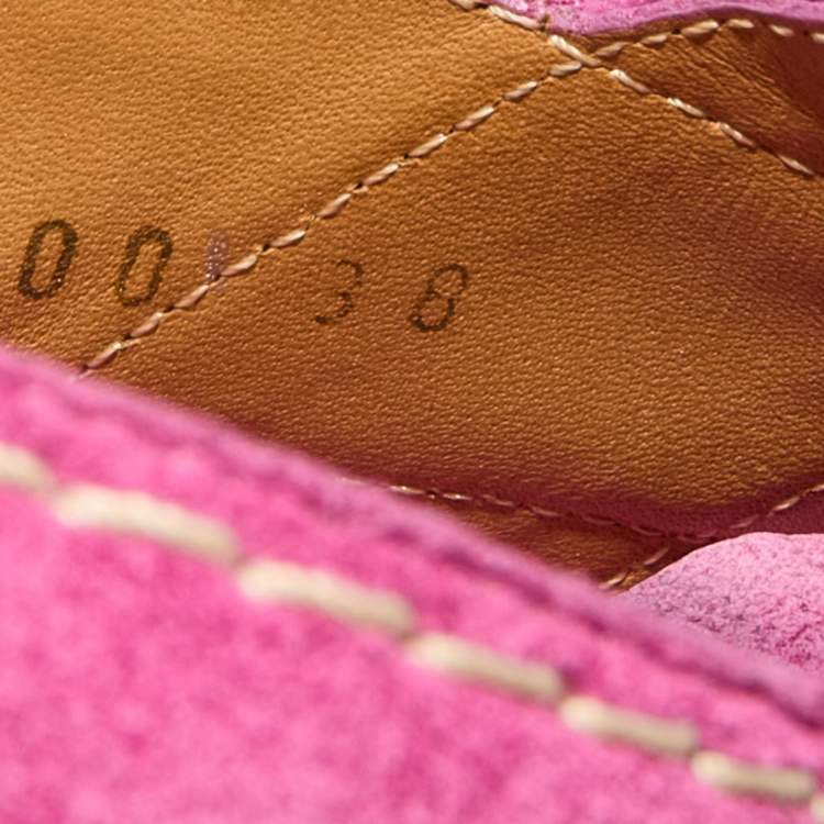 Pre Owned Casadei Pink Suede Cork Platform Block Heel Sandals Size 38