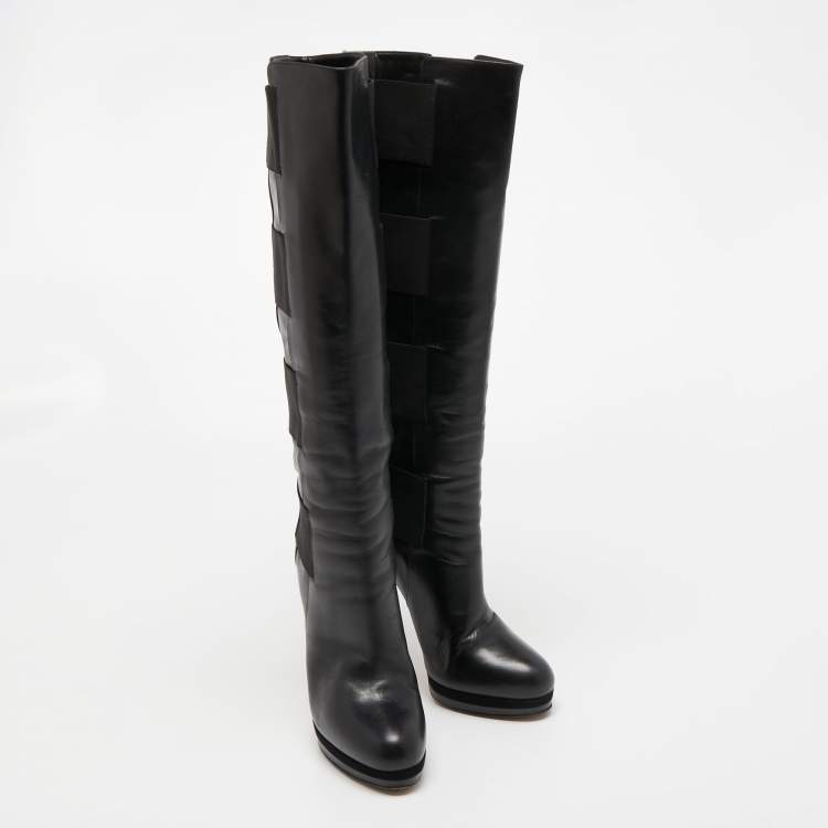 Pre Owned Casadei Black Leather Knee High  Boots Size 39